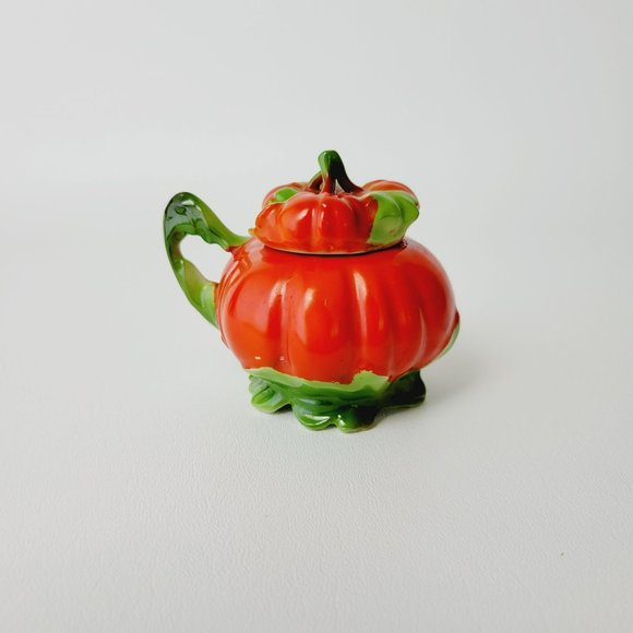 Vintage Royal Bayreuth Tomato Mustard Pot, Red & Green Kitchen Fruit Decor - Picture 1 of 12